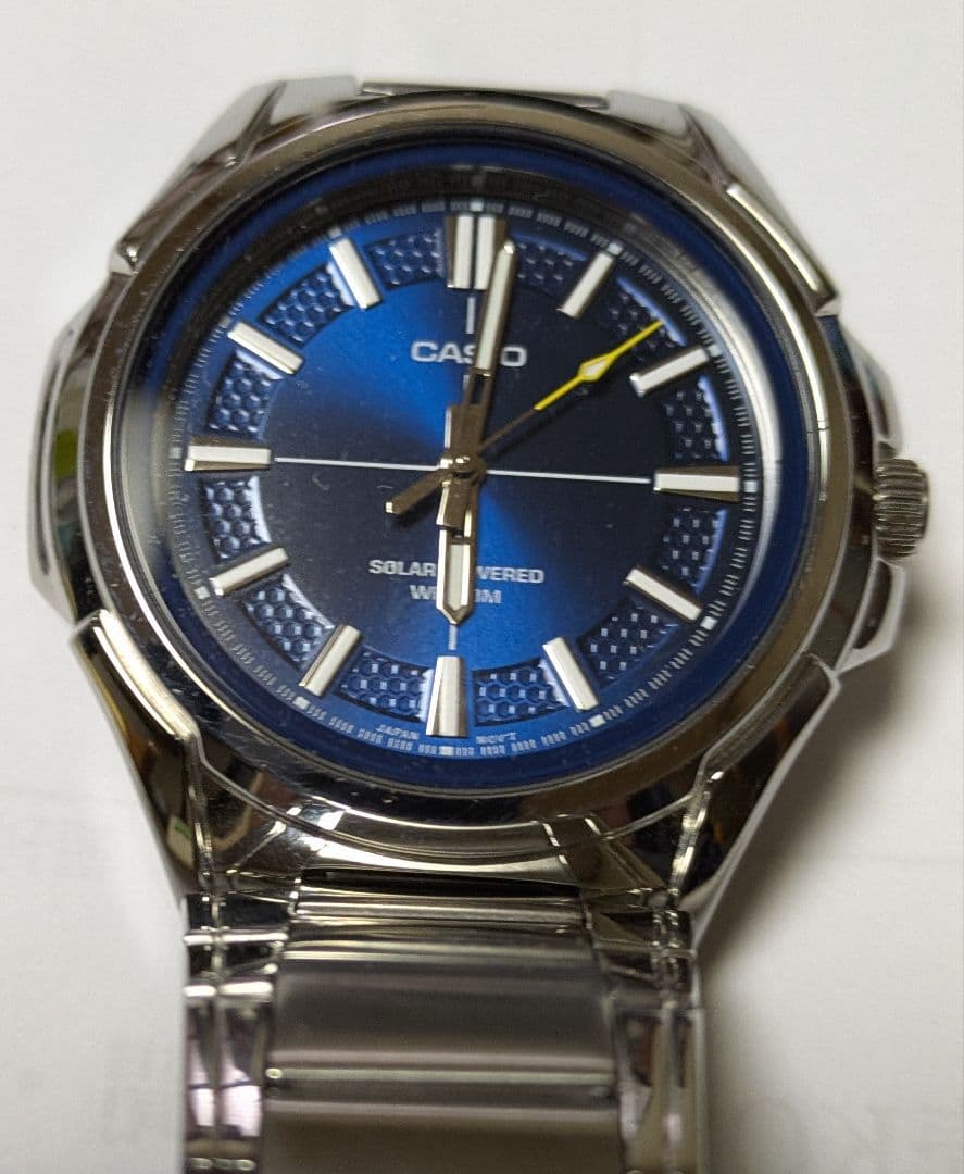 Casio RS100 Solar Watch with Navy Dial and Yellow Arrow Hands