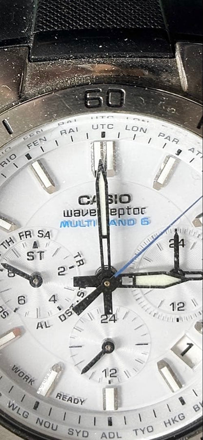 Casio Wave Reactor Solar Radio Wave Watch White Dial