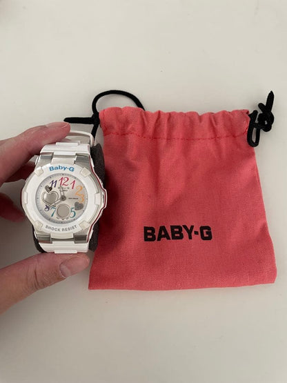 Baby-G Casio Digital Analog Combination Watch White with Colorful Indices and Heart Motifs — Japan Import