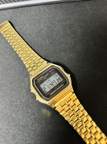 Casio A159W Digital Watch with Gold Finish