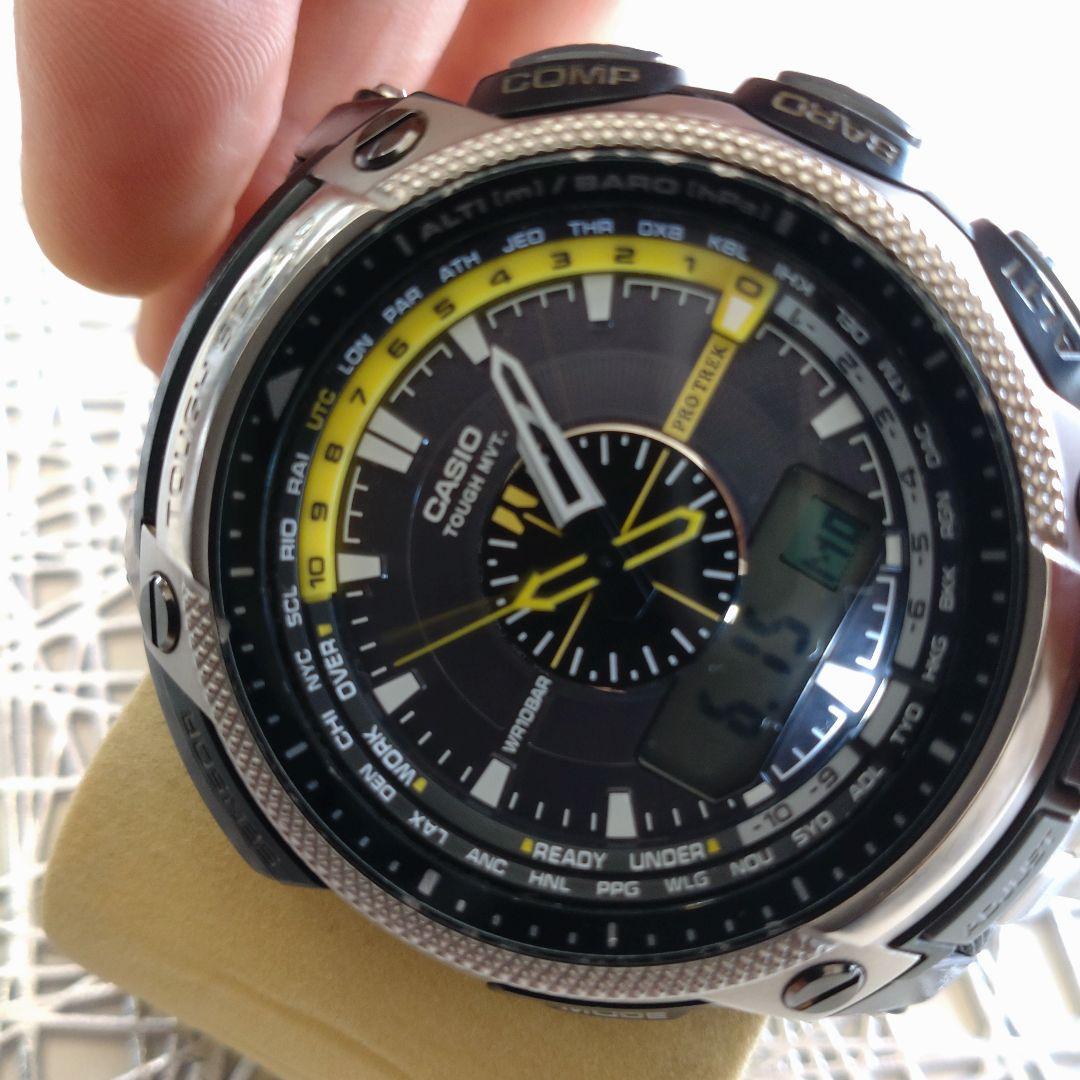 Casio Pro Trek PRW-5000T-7JF Titanium Watch with Yellow and Black Dial