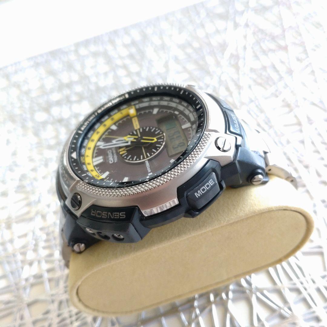 Casio Pro Trek PRW-5000T-7JF Titanium Watch with Yellow and Black Dial