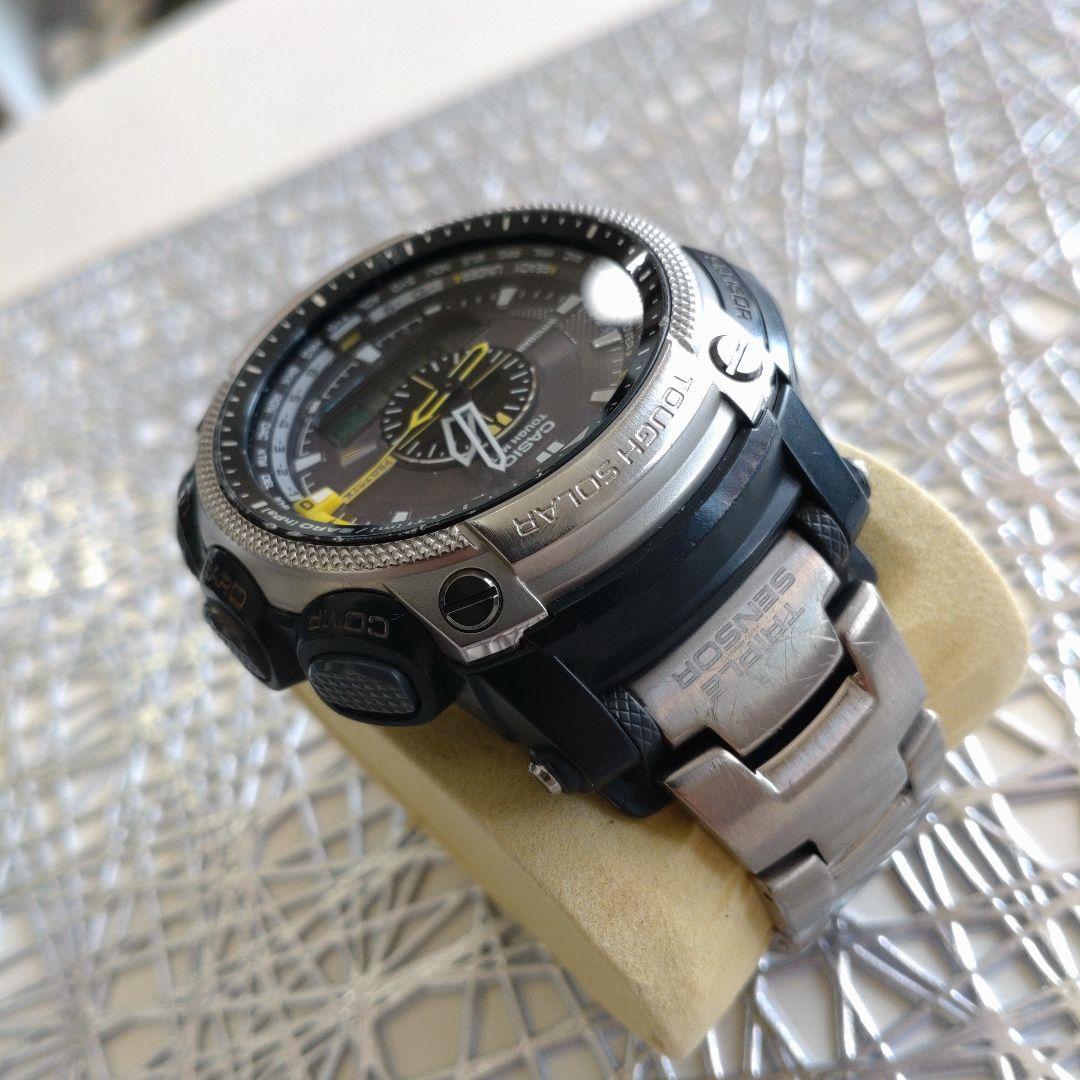 Casio Pro Trek PRW-5000T-7JF Titanium Watch with Yellow and Black Dial