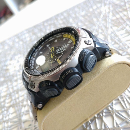 Casio Pro Trek PRW-5000T-7JF Titanium Watch with Yellow and Black Dial