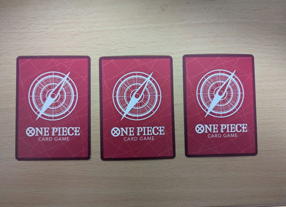 One Piece Card Game OP05 SR Japanese set featuring Monkey D Luffy, Portgas D Ace, and Sabo cards