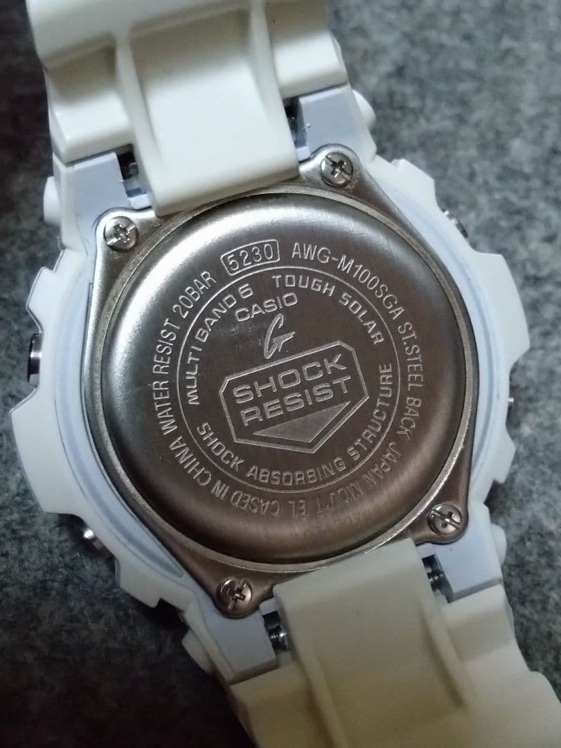 Casio G-Shock Solar Watch AWG-M100SGA-7AJF White and Gold Model — Japan Import