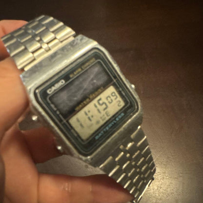 Casio AL-180 Vintage Digital Watch Solar Stainless Steel Japan