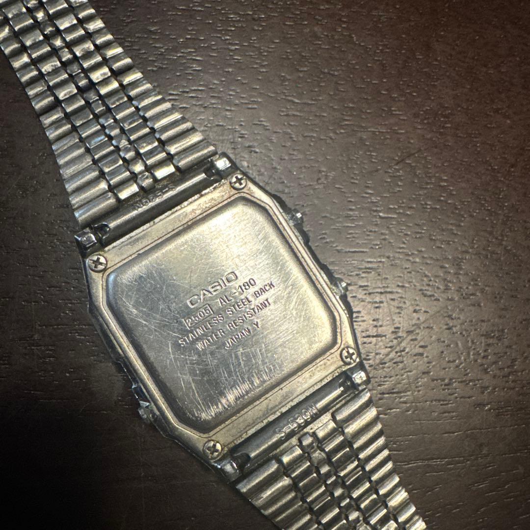 Casio AL-180 Vintage Digital Watch Solar Stainless Steel Japan