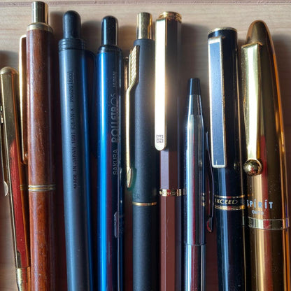 Sakura, Exceed, Givenchy, Cross, Ohto, Parker, San-X Pen Set with Fountain and Mechanical Pencils, Metal and Wood Materials — Japa