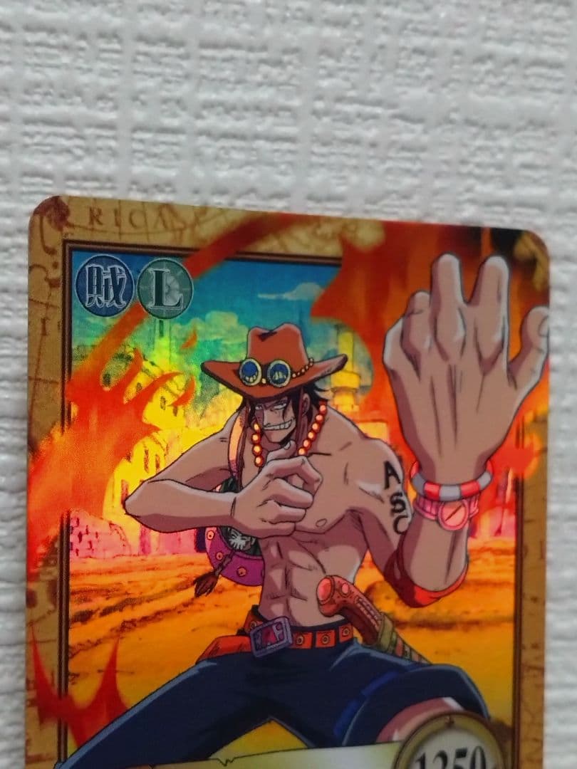 Ace One Piece Carddass Hyper Battle 2001 single card featuring Ace with Fire Fist from Japan import