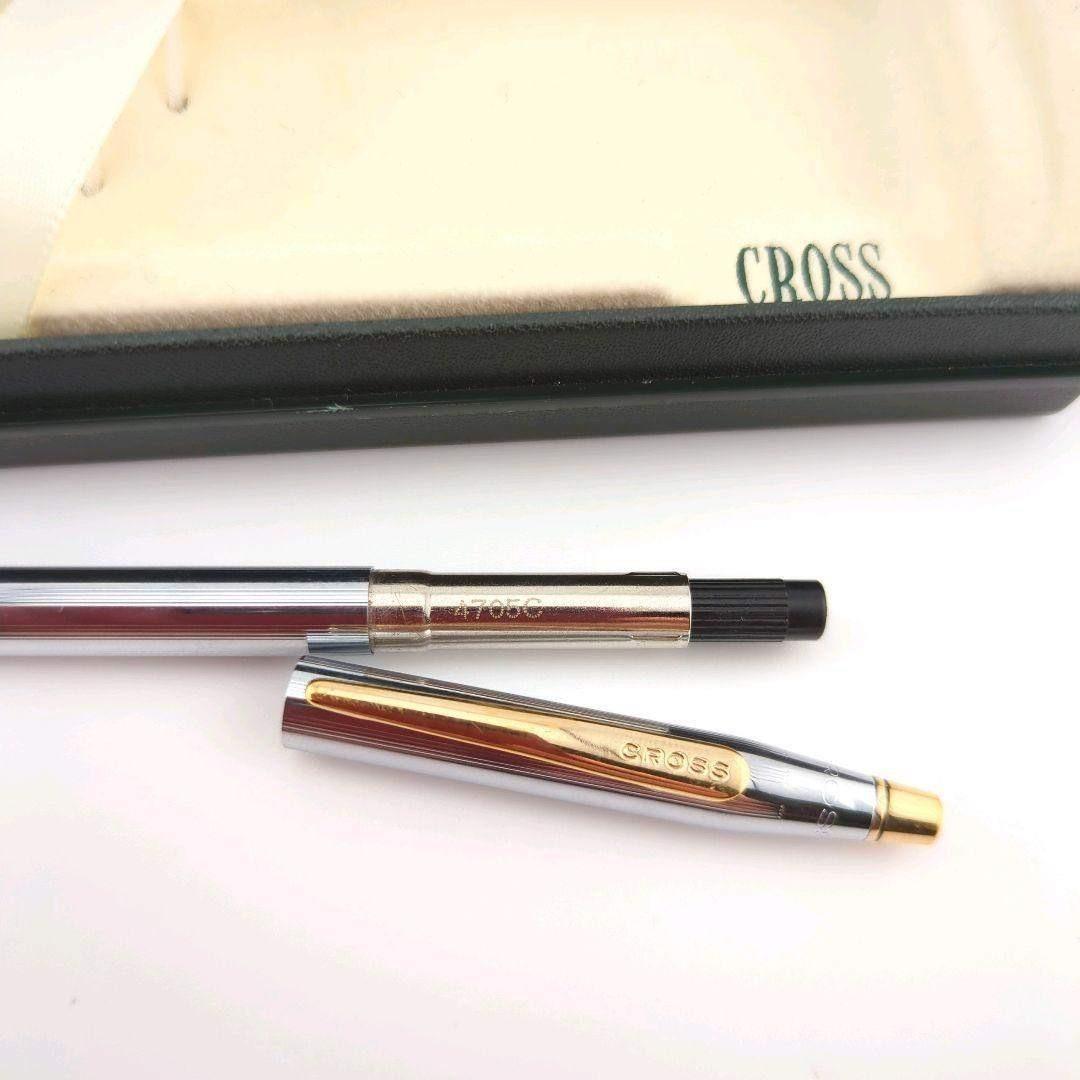 CROSS Silver Gold Ballpoint Pen with Case - Authentic Japanese Import