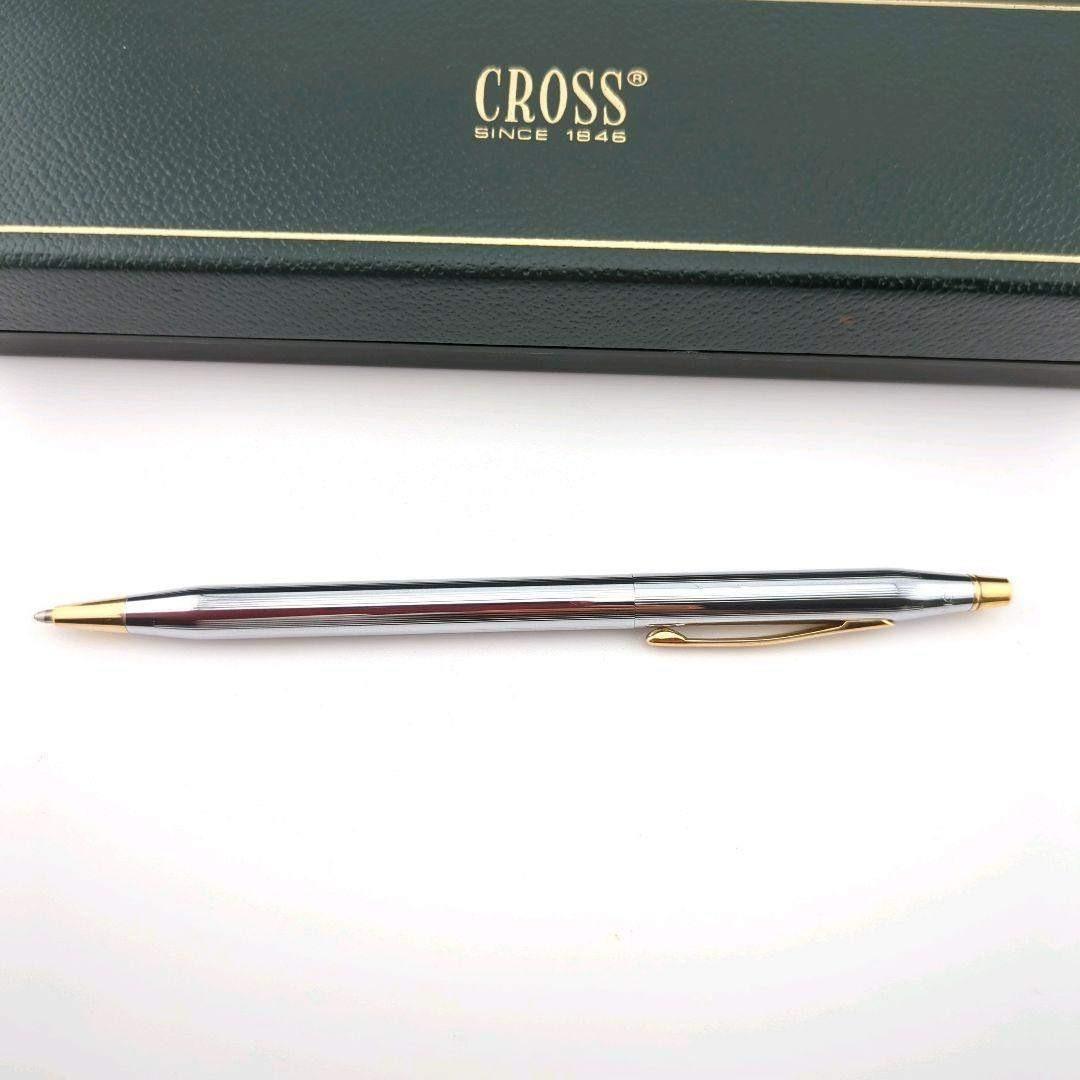 CROSS Silver Gold Ballpoint Pen with Case - Authentic Japanese Import
