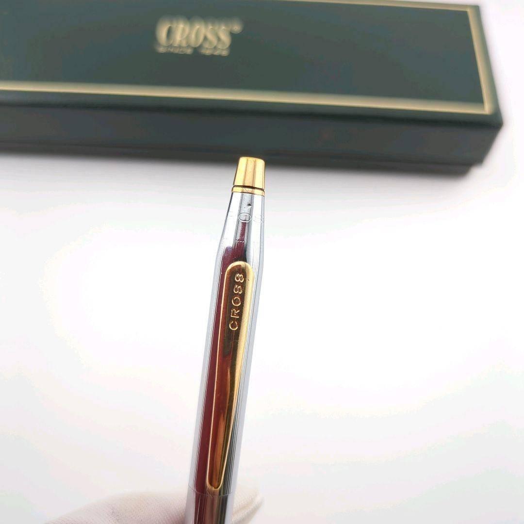 CROSS Silver Gold Ballpoint Pen with Case - Authentic Japanese Import
