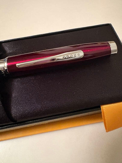 Cross Brand Red Ballpoint Pen with Gift Box — Japan Import