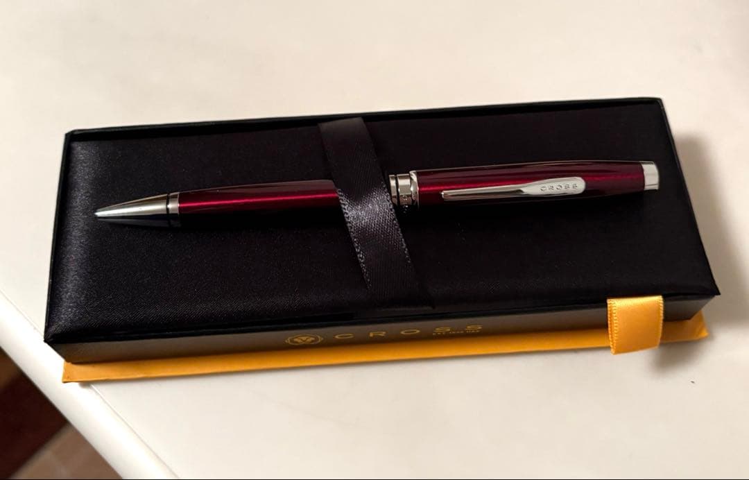Cross Brand Red Ballpoint Pen with Gift Box — Japan Import