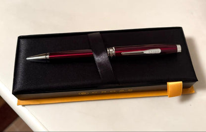 Cross Brand Red Ballpoint Pen with Gift Box — Japan Import