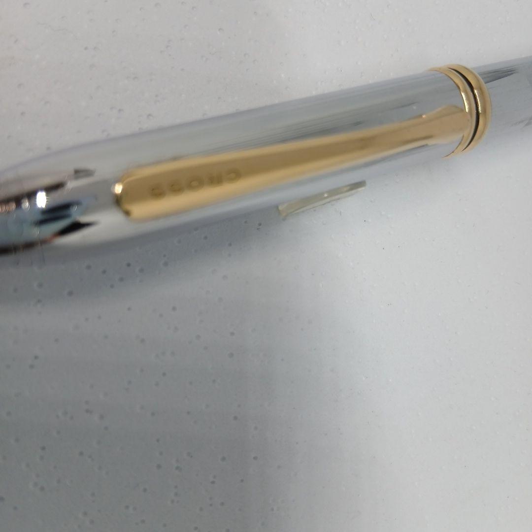 Cross Stripe Design Silver and Gold Ballpoint Pen with Case