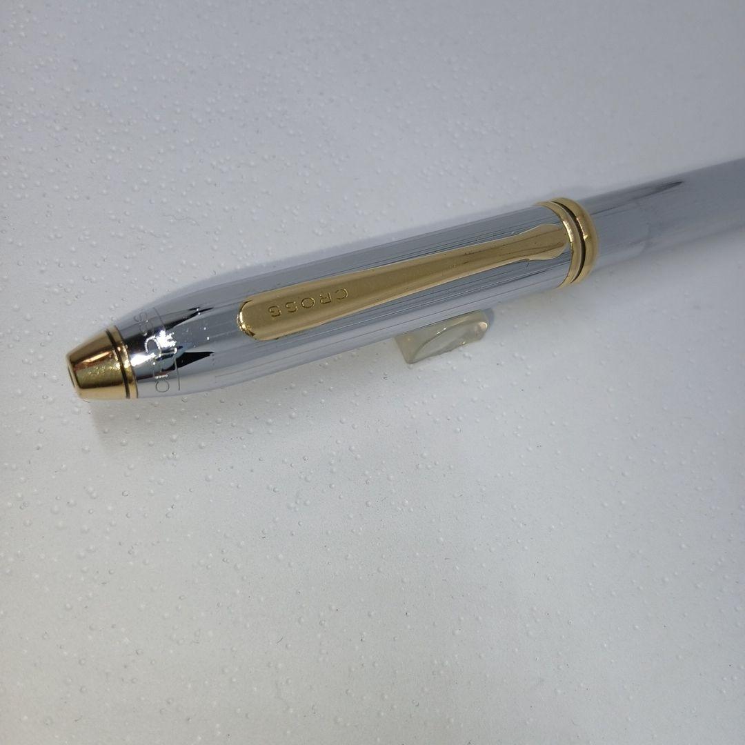 Cross Stripe Design Silver and Gold Ballpoint Pen with Case