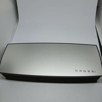 Cross Stripe Design Silver and Gold Ballpoint Pen with Case