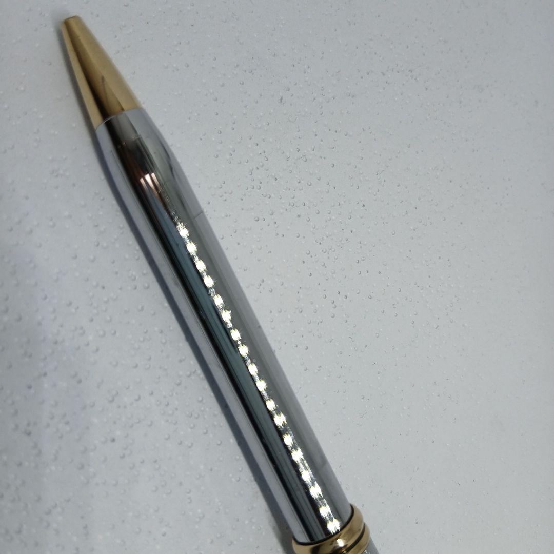 Cross Stripe Design Silver and Gold Ballpoint Pen with Case