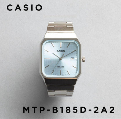 Casio Blue Dial Silver Strap Watch MTP-B185D-2A2V with Box