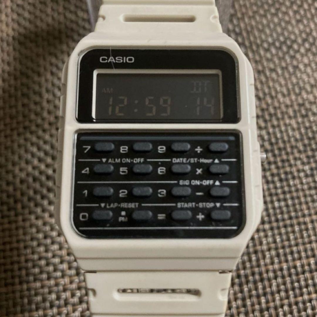 Casio Data Bank Calculator Watch White 8-Digit with Battery Replaced — Japan Import