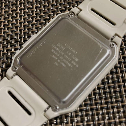 Casio Data Bank Calculator Watch White 8-Digit with Battery Replaced — Japan Import