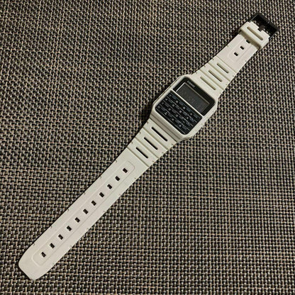 Casio Data Bank Calculator Watch White 8-Digit with Battery Replaced — Japan Import