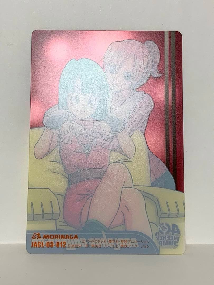 Bandai Dragon Ball X One Piece Morinaga Wafer Card No.012 featuring Bulma and Nami from Japan import