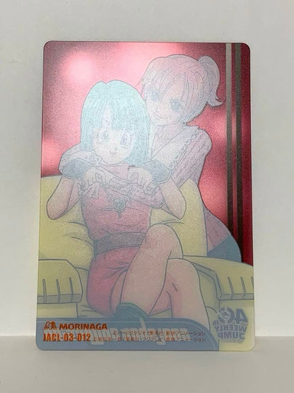 Bandai Dragon Ball X One Piece Morinaga Wafer Card No.012 featuring Bulma and Nami from Japan import