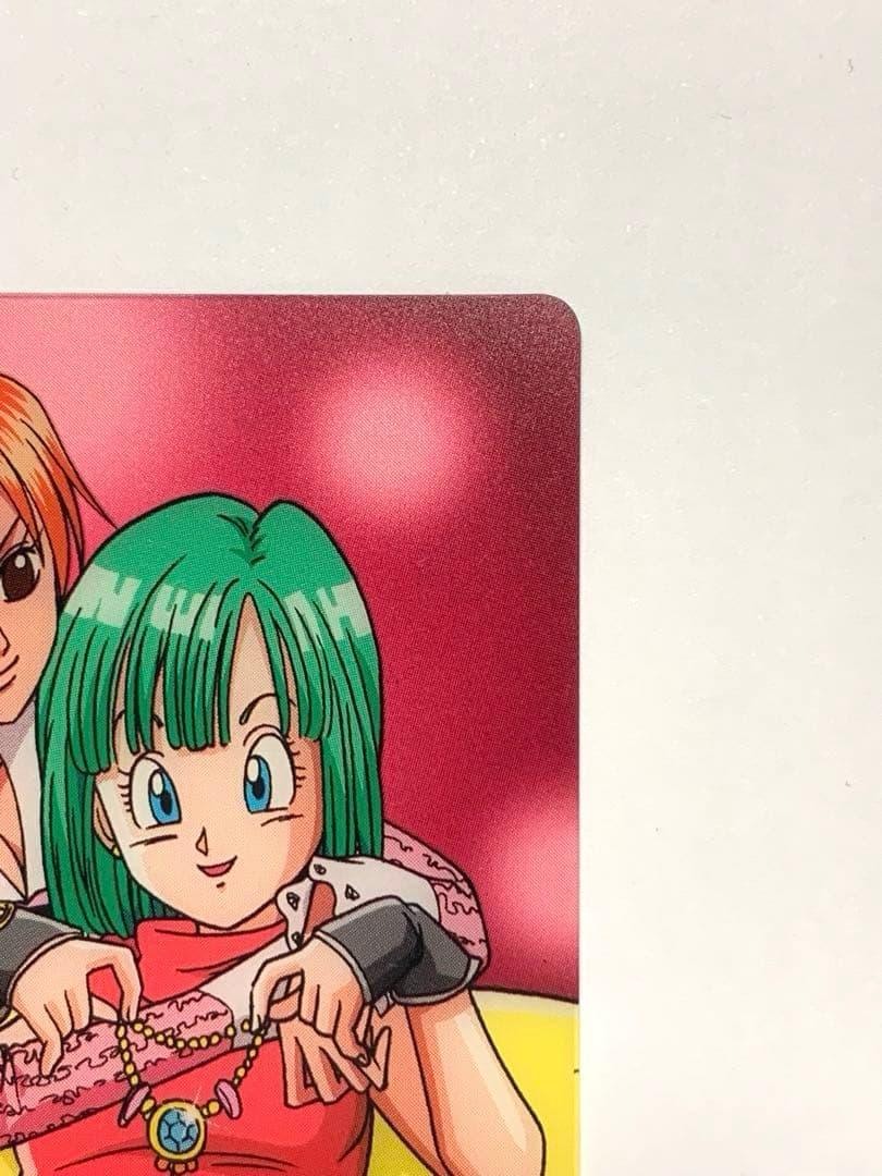Bandai Dragon Ball X One Piece Morinaga Wafer Card No.012 featuring Bulma and Nami from Japan import