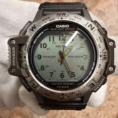 Casio Pro Trek Birdlife Model PRT-40 with Twin Sensor and Leather Band — Japan Import