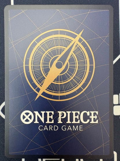 One Piece Card Game Gum-Gum Golden Rotation Bullet Parallel OP05-116 R card with visible white cracks from initial scratches