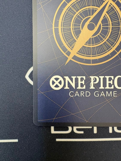 One Piece Card Game Gum-Gum Golden Rotation Bullet Parallel OP05-116 R card with visible white cracks from initial scratches