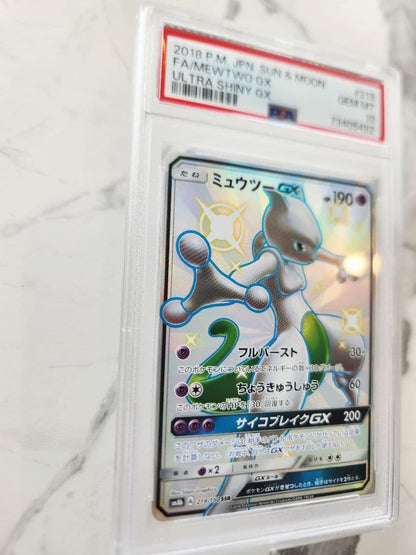 Bandai Mewtwo GX SSR SM8b Ultra Shiny Card from Sun & Moon series graded PSA 10, Japan import