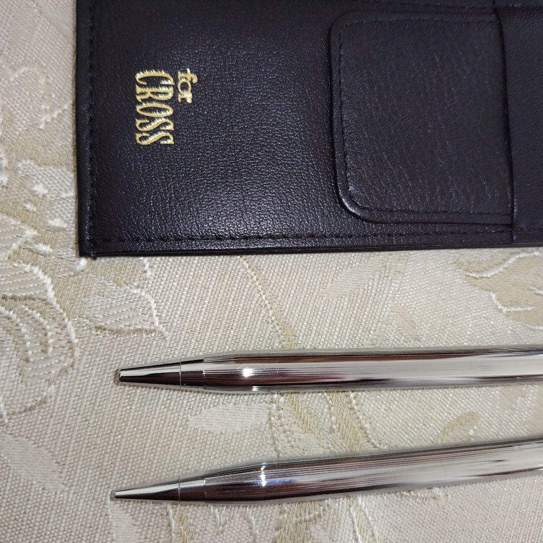 Cross Brand Ballpoint Pen and Mechanical Pencil Set with Leather Case