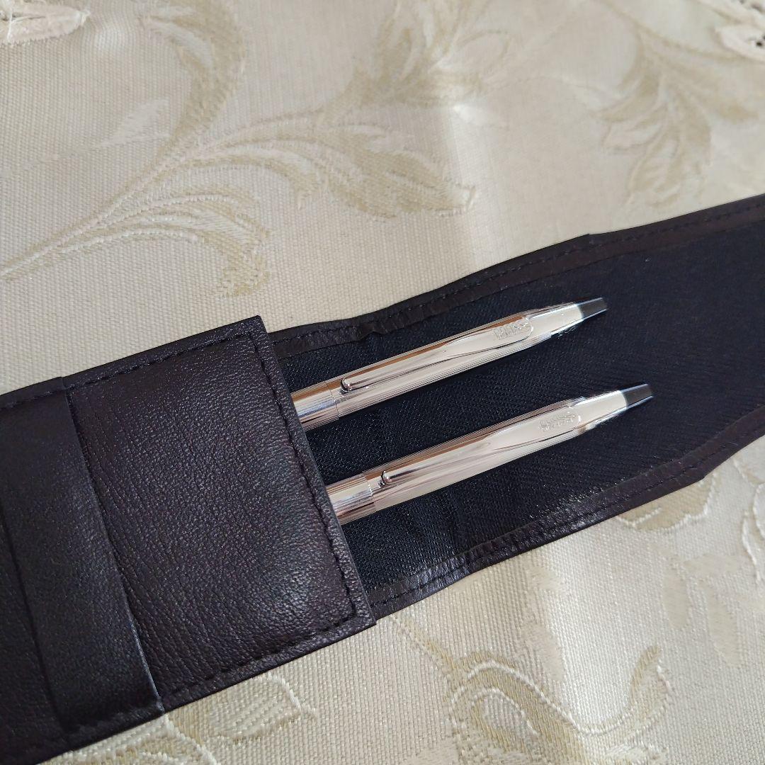 Cross Brand Ballpoint Pen and Mechanical Pencil Set with Leather Case