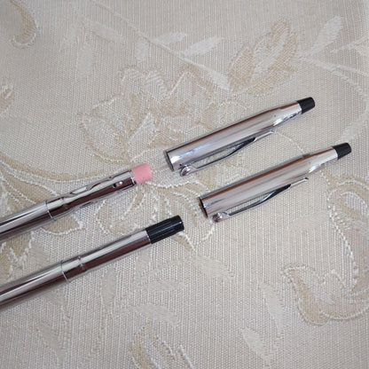 Cross Brand Ballpoint Pen and Mechanical Pencil Set with Leather Case