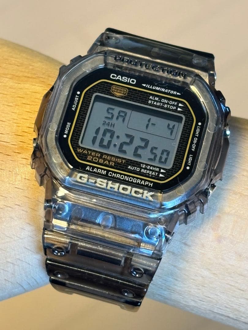 Casio G-Shock DW-5025 Original Limited Gold Skeleton Watch 25th Anniversary