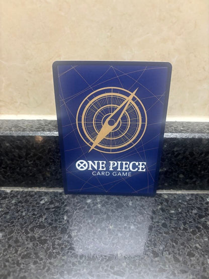 One Piece Marshall D. Teach SEC trading card from Decision of Battle series in protective sleeve
