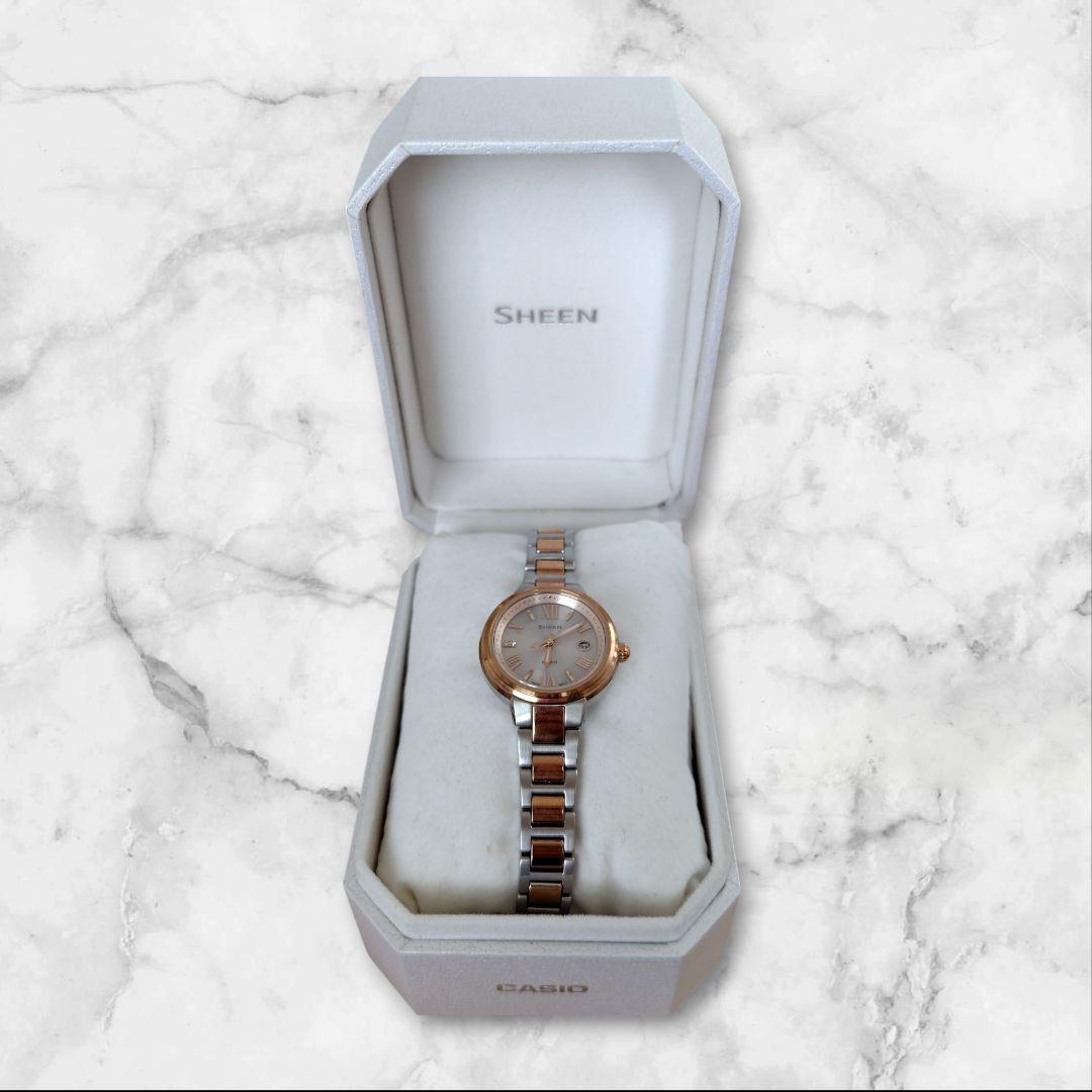 Casio Sheen Analog Watch Silver/Rose Gold — Japan Import