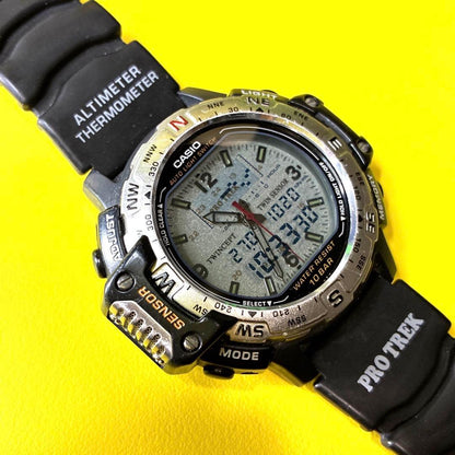 Casio ProTrek Altimeter Thermometer Watch with Digital Display — Japan Import