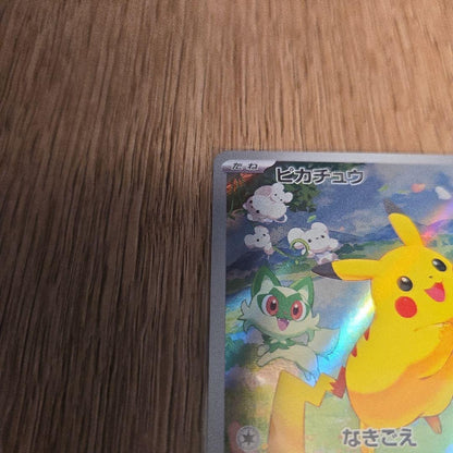 Pokemon promotional card featuring Pikachu from Scarlet & Violet series SV-P campaign