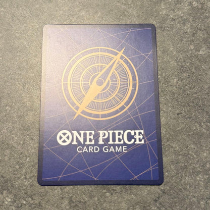 One Piece Monkey D. Luffy OP16-034 trading card in protective sleeve