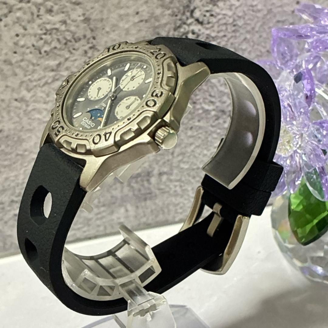 Casio MD-803 Titanium Triple Calendar Moonphase Diver Tuna Watch — Japan Import