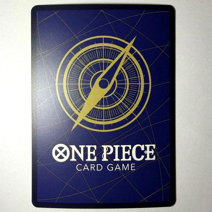 Used One Piece Monkey D. Luffy OP15-108 Japanese trading card with minor scratches and scuffs