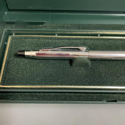 Cross Silver Ballpoint Pen with metallic finish shown with its dedicated case