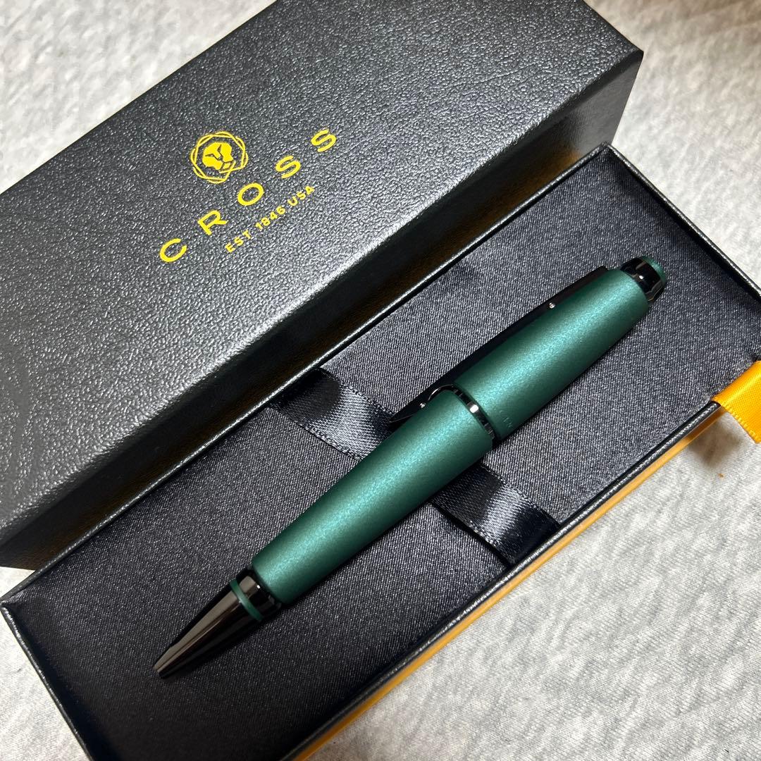 Cross Edge NAT0555-13 rollerball pen in matte green lacquer with select tip, Japan import