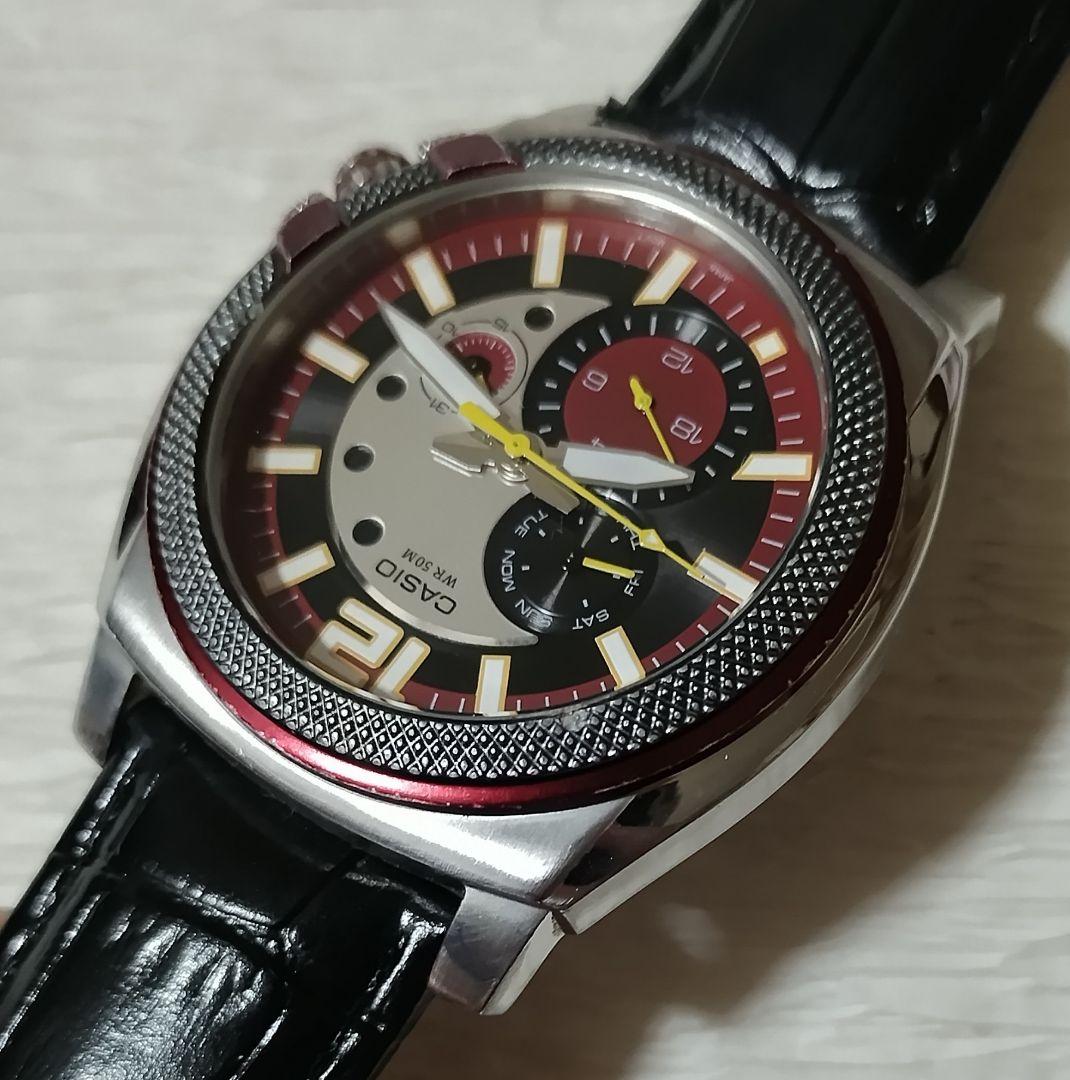 Casio Quartz Watch for Men Stylish Black and Red Dial Rare Model — Japan Import