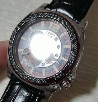 Casio Quartz Watch for Men Stylish Black and Red Dial Rare Model — Japan Import